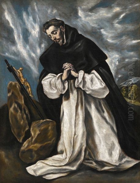 St Dominic in Prayer Oil Painting by El Greco