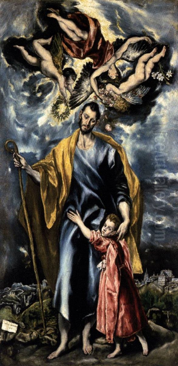 San Jose y el Nino Jesus Oil Painting by El Greco