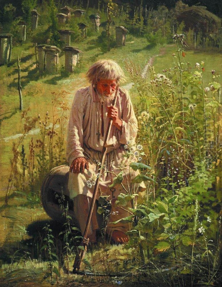 Beekeeper Oil Painting by Ivan Kramskoi