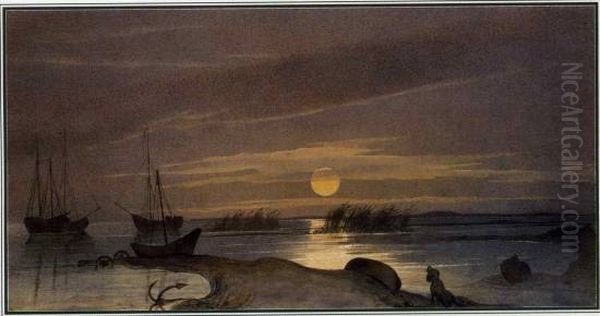 The Moonlit Night at Kos-Arali Oil Painting by Taras Shevchenko