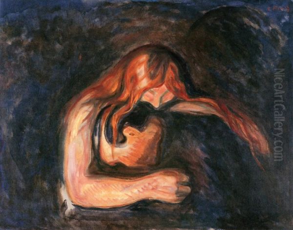 Vampire Oil Painting by Edvard Munch