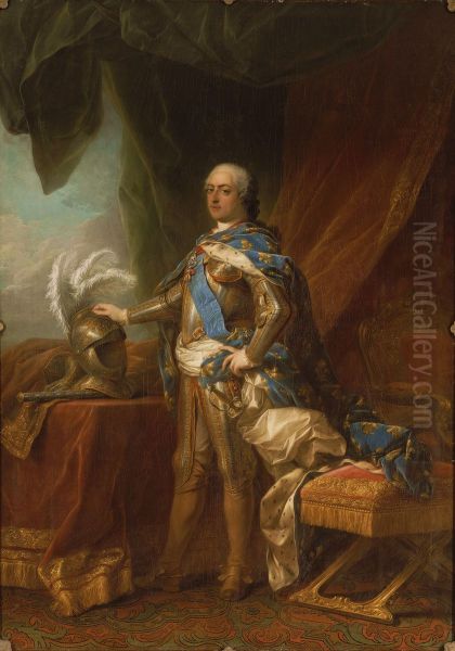 Louis XV in Armour Oil Painting by Charles-Andre van Loo