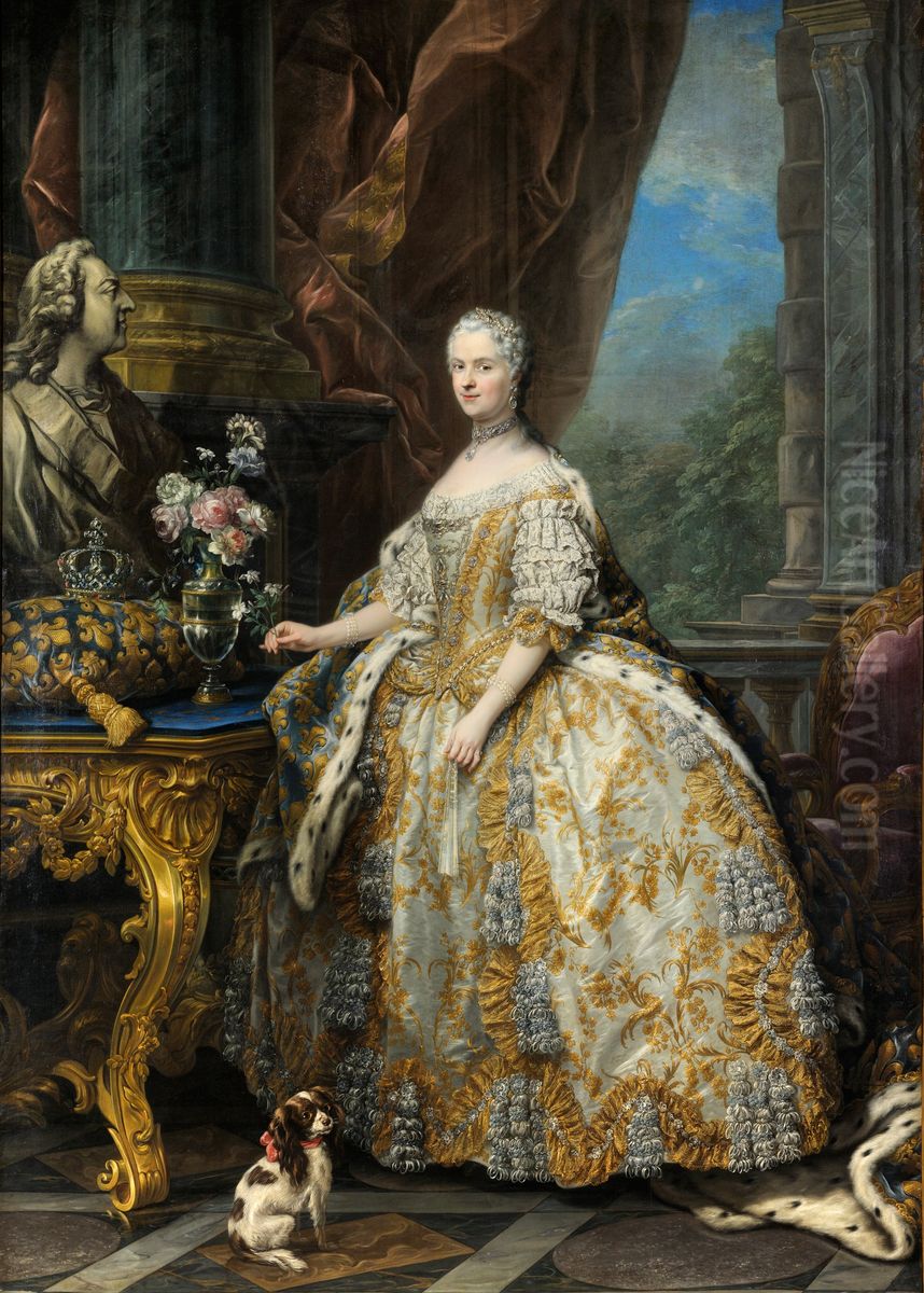 Marie Leszczinska, reine de France (1703-1768) Oil Painting by Charles-Andre van Loo