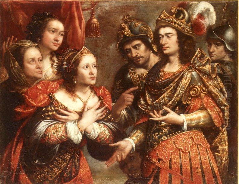 The Family of Darius III in front of Alexander the Great Oil Painting by Justus Sustermans