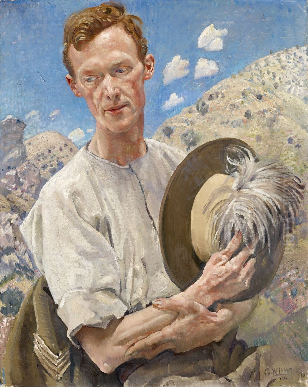A sergeant of the Light Horse / A Sergeant of Light Horse in Palestine Oil Painting by George W. Lambert