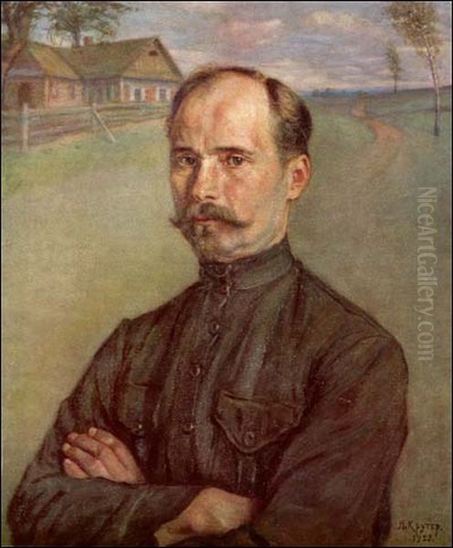 Partret Akuba Kolasa, karcina Krugera Oil Painting by Jankiel Kruhier