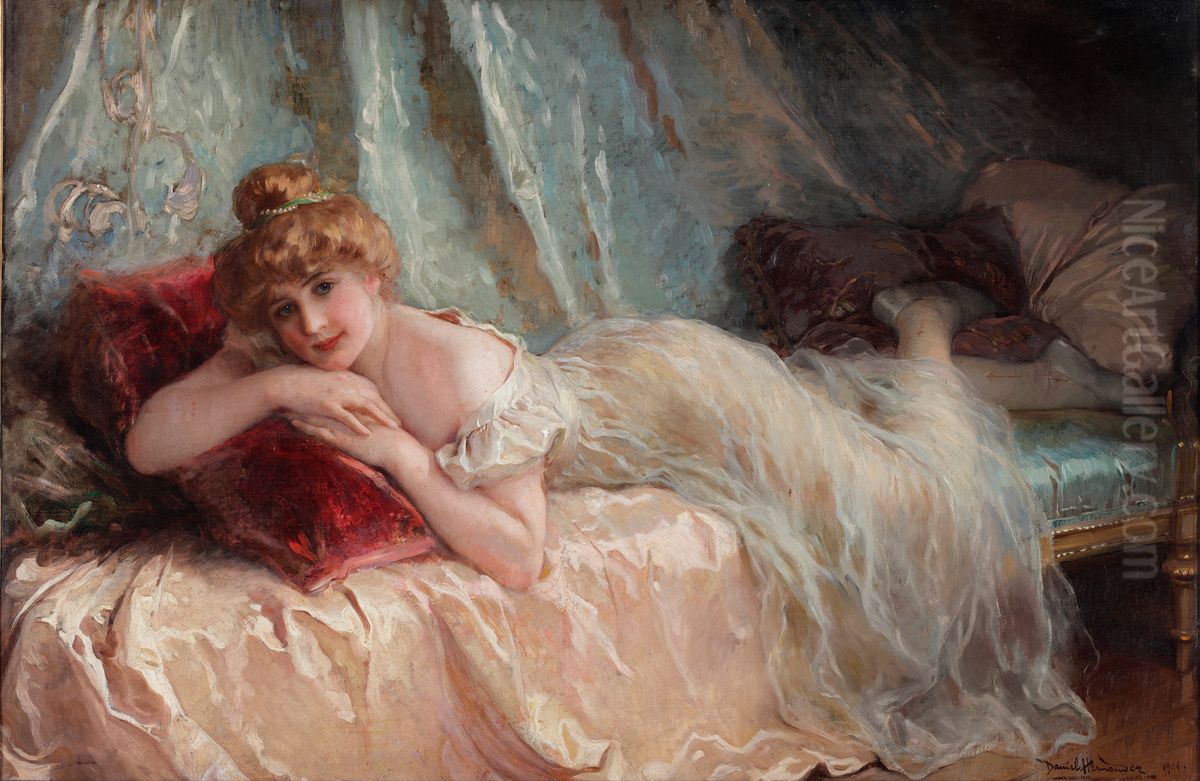 Idle Woman Oil Painting by Daniel Hernandez Morillo