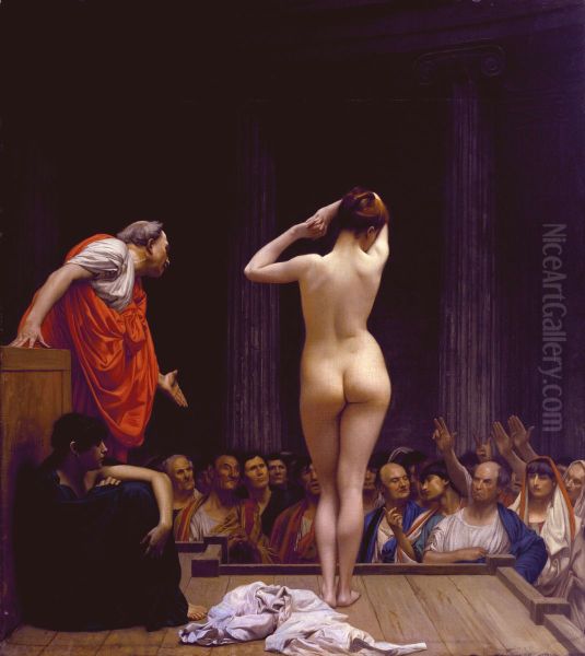 A Roman Slave Market Oil Painting by Jean-Leon Gerome