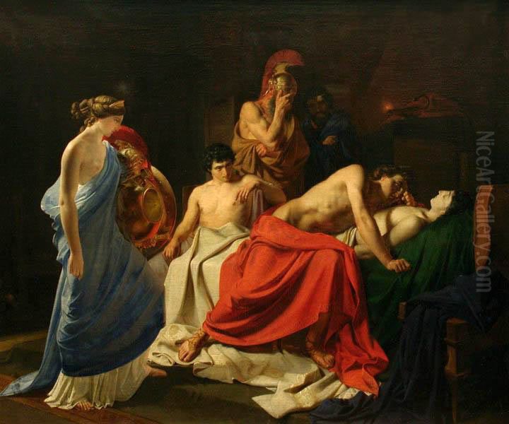 Achilles and the body of Patroclus Oil Painting by Nikolai Ge
