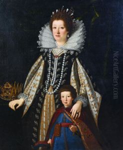 Portrait of Maria Maddalena of Austria and her son Ferdinando in Polish costume