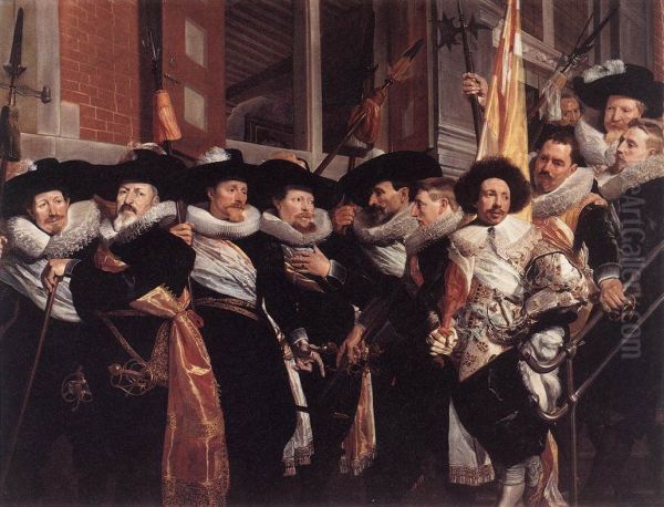 Officers and sub-alterns leaving the Calivermen's Headquarters in Haarlem Oil Painting by Hendrik Gerritsz Pot