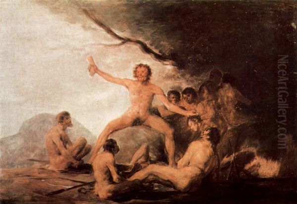 Canibales preparando a sus victimas Oil Painting by Francisco Goya Fuendetodos