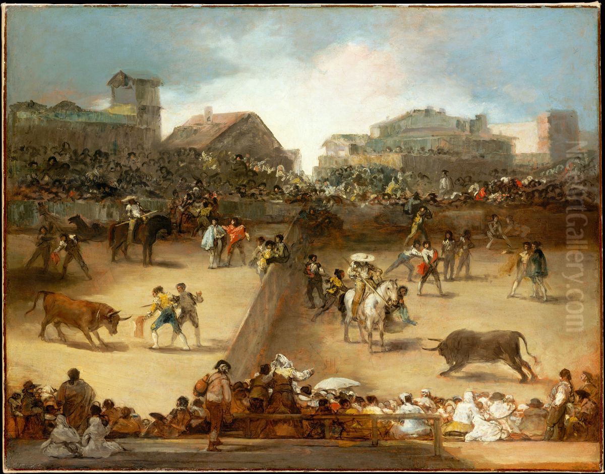 Bullfight in a Divided Ring Oil Painting by Francisco Goya Fuendetodos