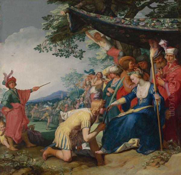 Theagenes Receiving the Palm of Honour from Chariclea Oil Painting by Abraham Bloemaert