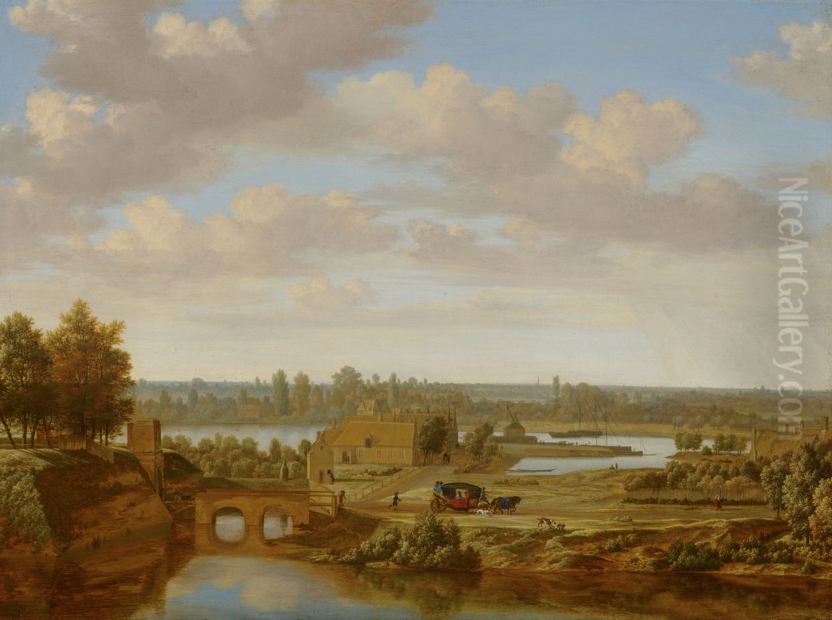 Panorama near Arnhem with the Rhine Gate Oil Painting by Joris van der Haagen or Hagen