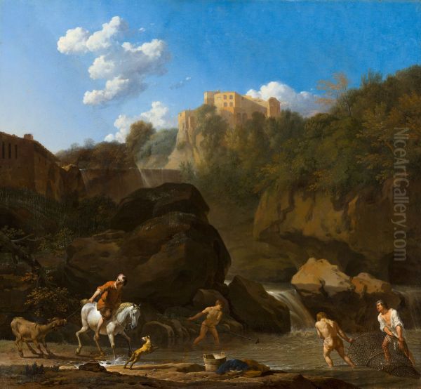 The Waterfalls at Tivoli Oil Painting by Karel Dujardin