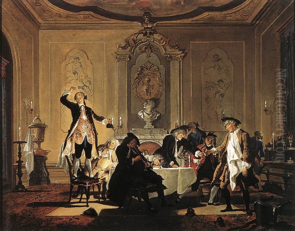'Rumor erat in casa' (There was a commotion in the house). Oil Painting by Cornelis Troost
