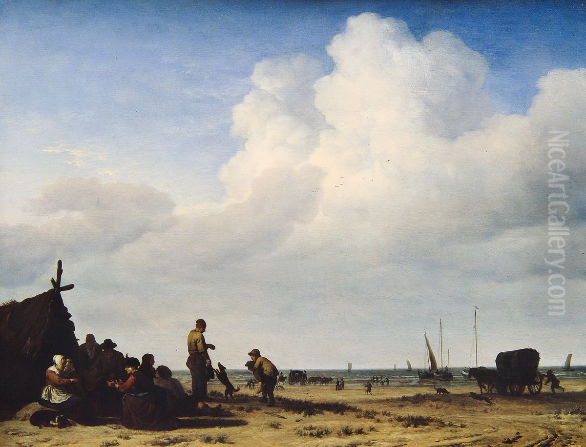 Beach View Oil Painting by Adriaen Van De Velde