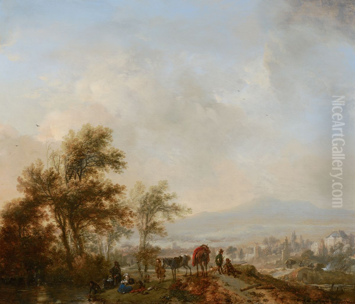 Hunting Party at Rest Oil Painting by Philips Wouwerman