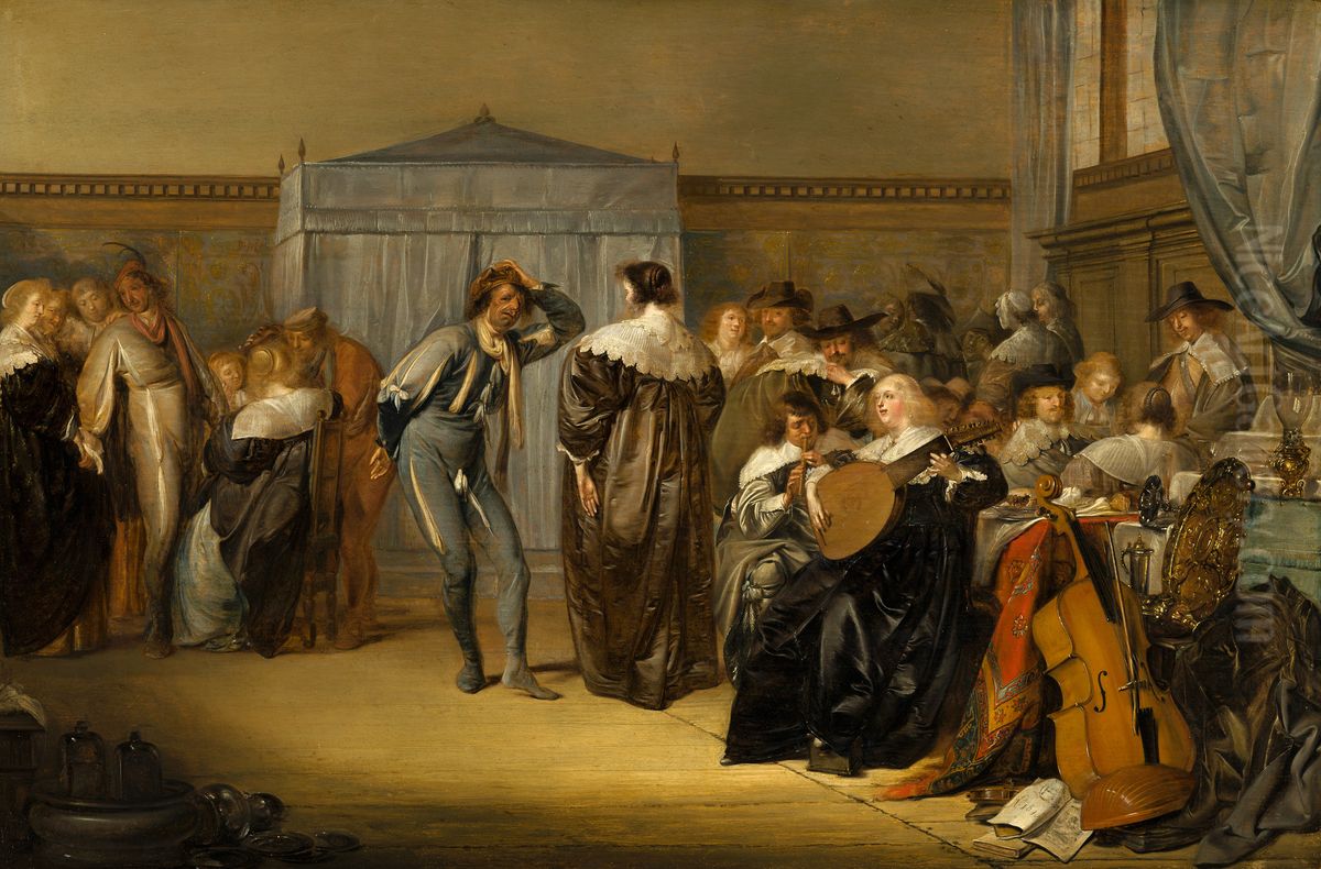 Merry Company with Masked Dancers Oil Painting by Pieter Codde