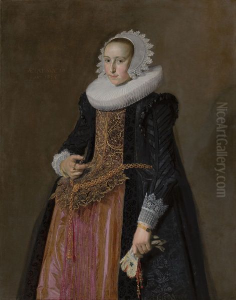 Portrait of Aletta Hanemans (1606-1653) Oil Painting by Frans Hals