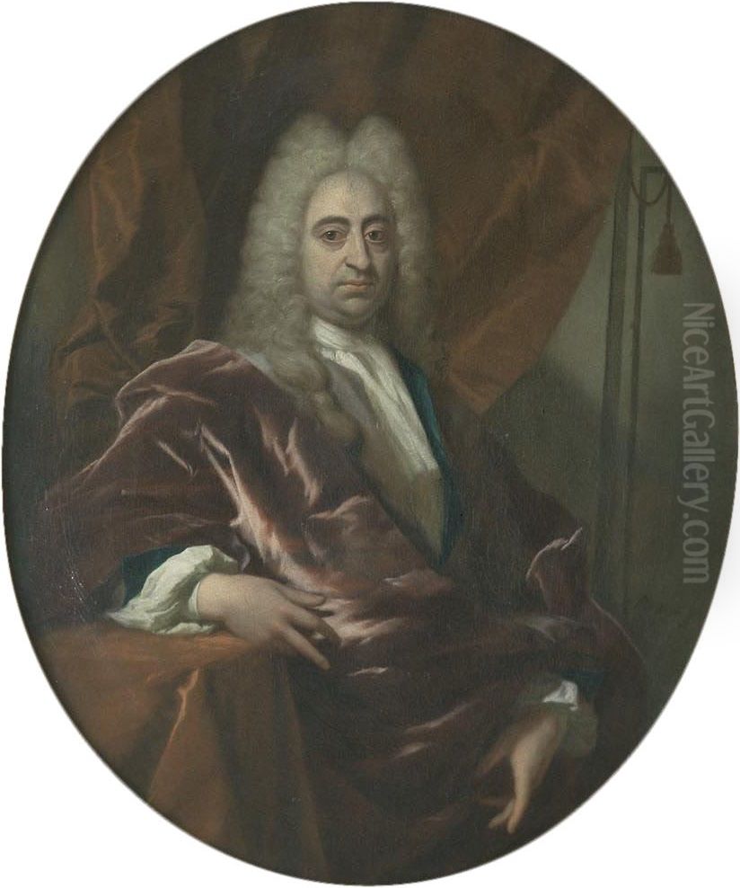 Portrait of Mathias Lambertus Singendonck (1648-1742) Oil Painting by Philip van Dijk