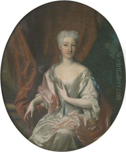 Portrait of Agnes Catherina Hoeuft (1689-1758) Oil Painting by Philip van Dijk