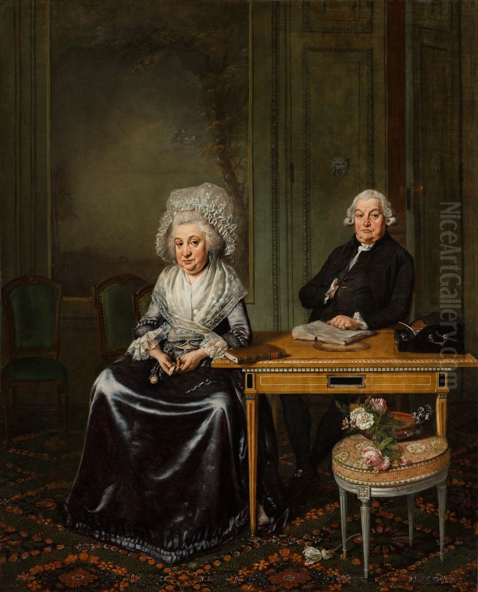 Portrait of Jacob Feitama (1726-1797) and his Wife, Elisabeth de Haan (1735-1800) Oil Painting by Wybrand Hendricks
