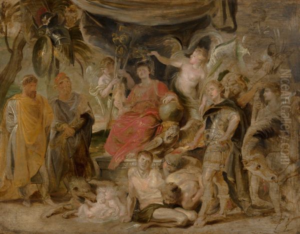 The Youthful Emperor Constantine Honouring Rome Oil Painting by Peter Paul Rubens