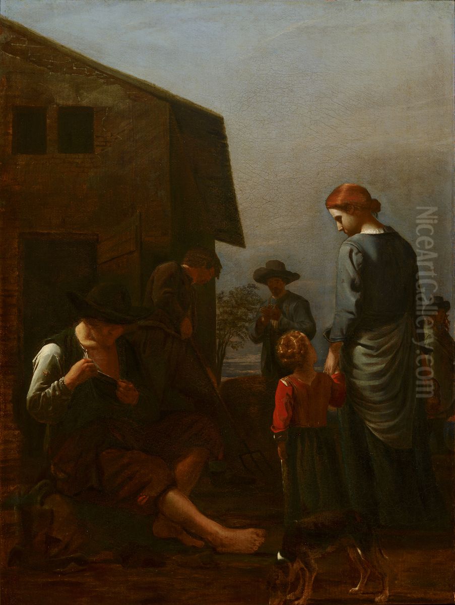 Peasant family with a man delousing himself