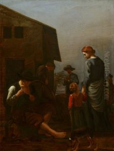 Peasant family with a man delousing himself