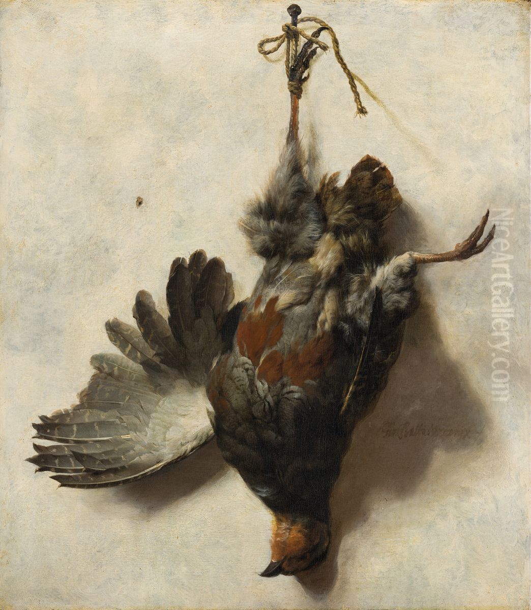 Dead Partridge Hanging from a Nail Oil Painting by Jan Baptist Weenix