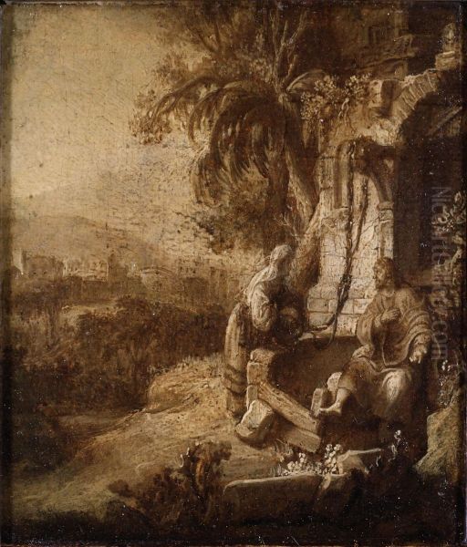 Christ and the Woman of Samaria at the Well Oil Painting by Gerbrand Van Den Eeckhout