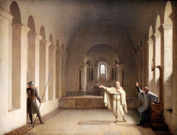 Jacques de Molay, grand maitre des Templiers. Oil Painting by Francois Fleury-Richard