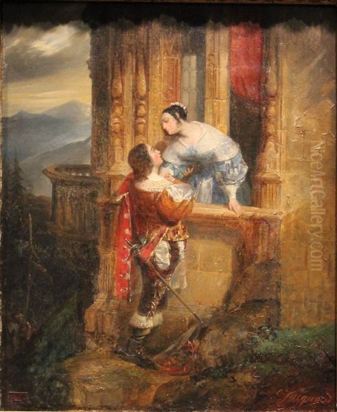 le Baiser du depart. Oil Painting by Claudius Jacquand