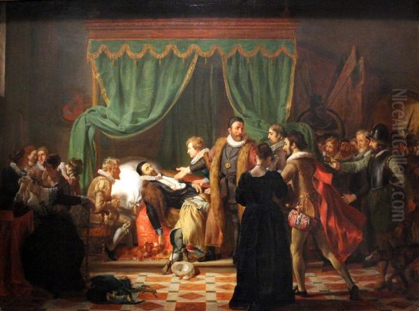 Het sterfbed van Willem van Oranje Oil Painting by Woutherus Mol