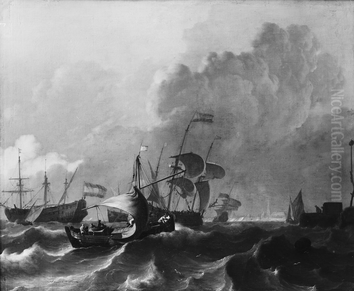 The Y off Amsterdam Oil Painting by Ludolf Bakhuizen