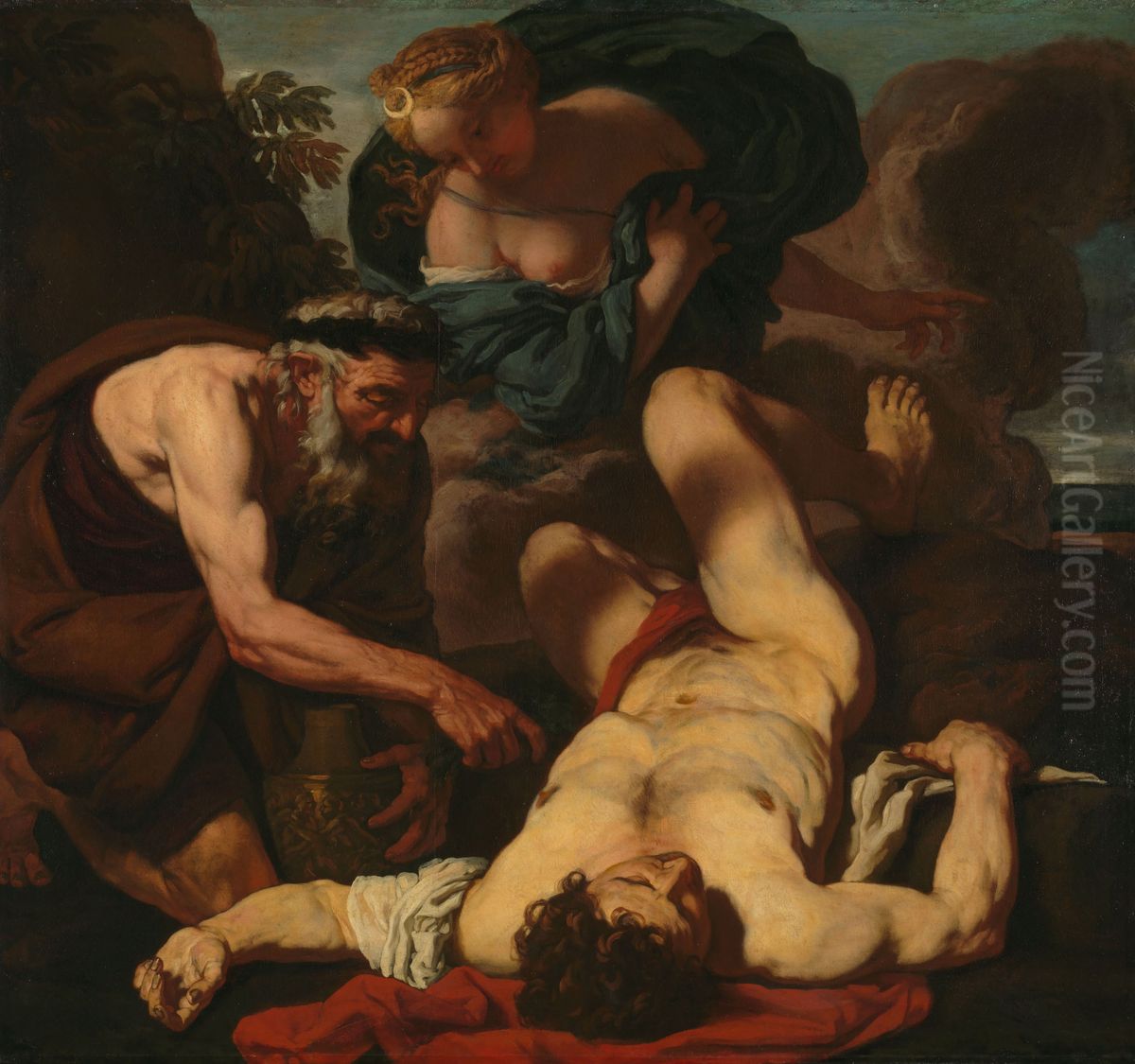 Selene en Endymion Oil Painting by Johann Carl Loth