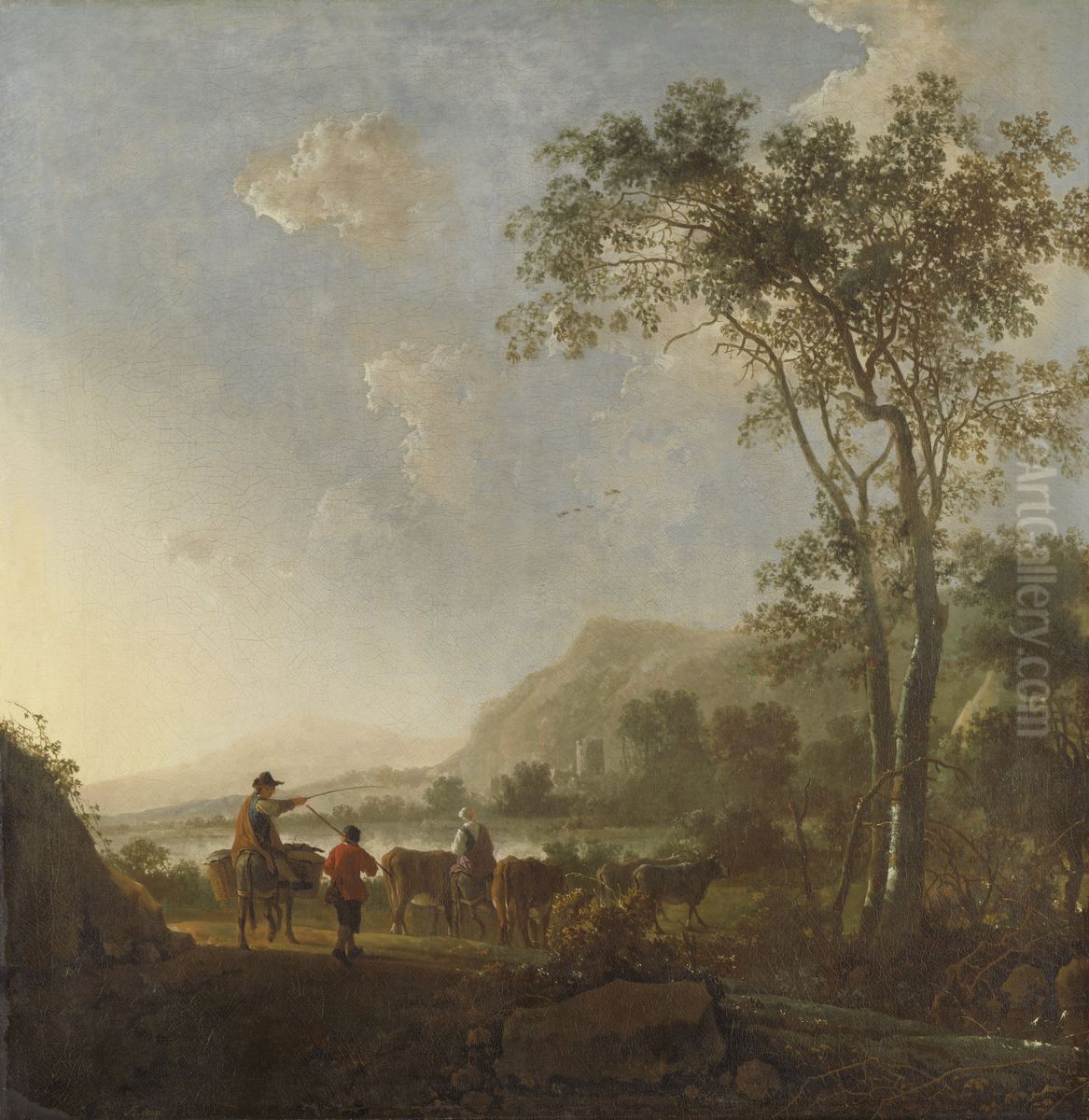 Landscape with Herdsmen and Cattle Oil Painting by Aelbert Cuyp