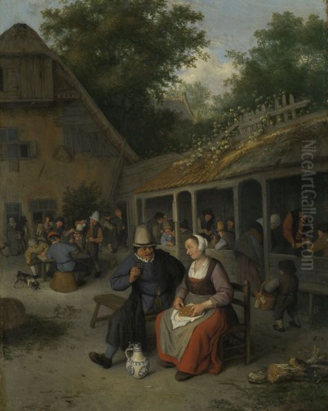 Country Inn Oil Painting by Cornelis Dusart