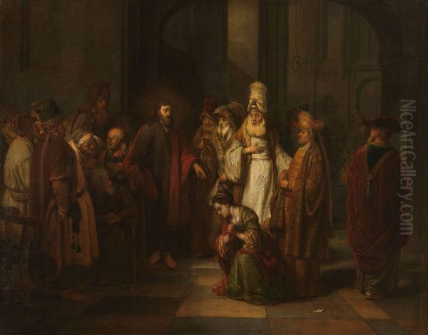 Christus en de overspelige vrouw Oil Painting by Gerbrand Van Den Eeckhout