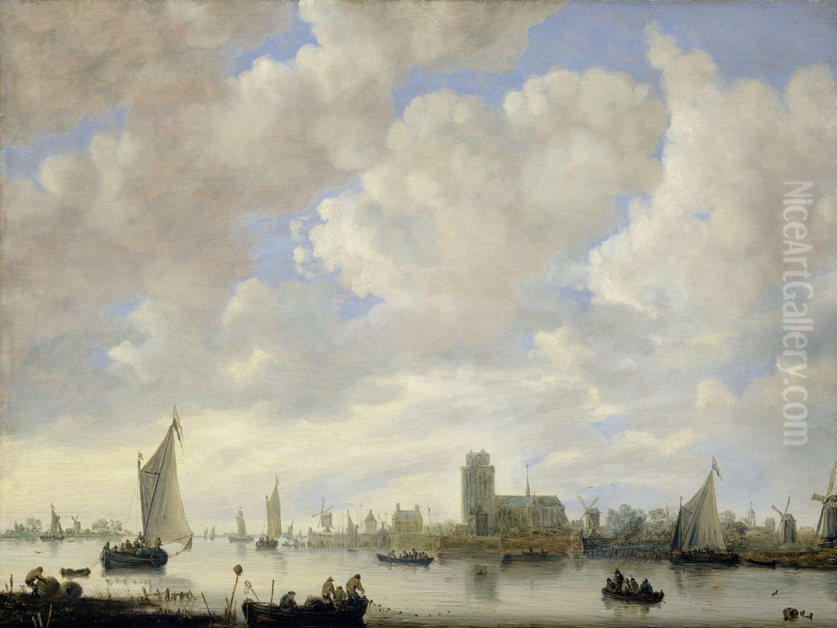 View of the Merwede off Dordrecht. Oil Painting by Jeronymus van Diest II