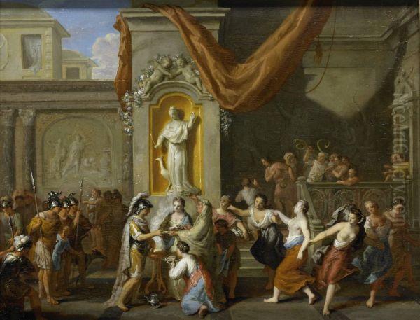 Het huwelijk van Alexander de Grote met Roxane van Bactrie Oil Painting by Gerard Hoet