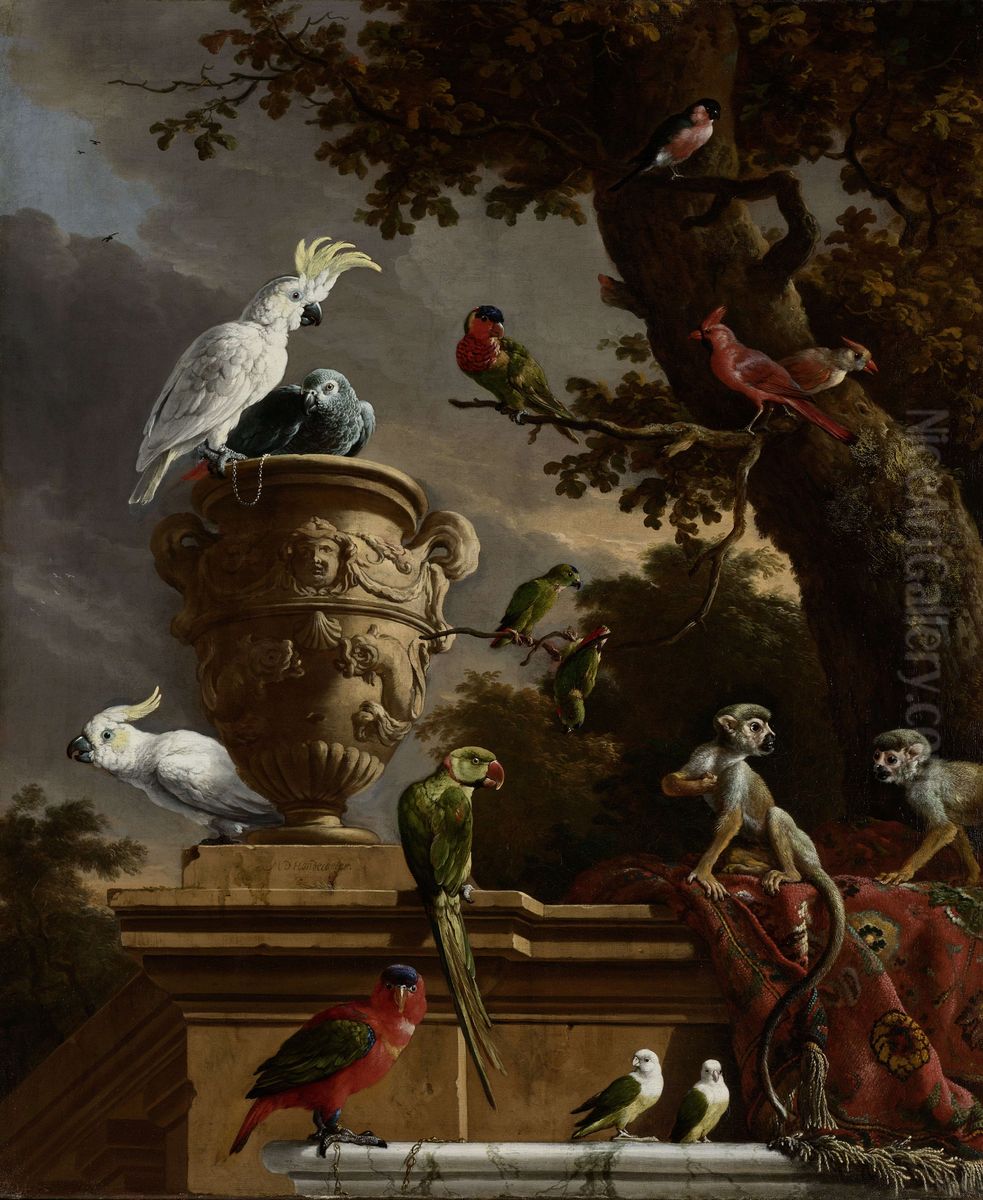The Menagerie Oil Painting by Melchior D'Hondecoeter