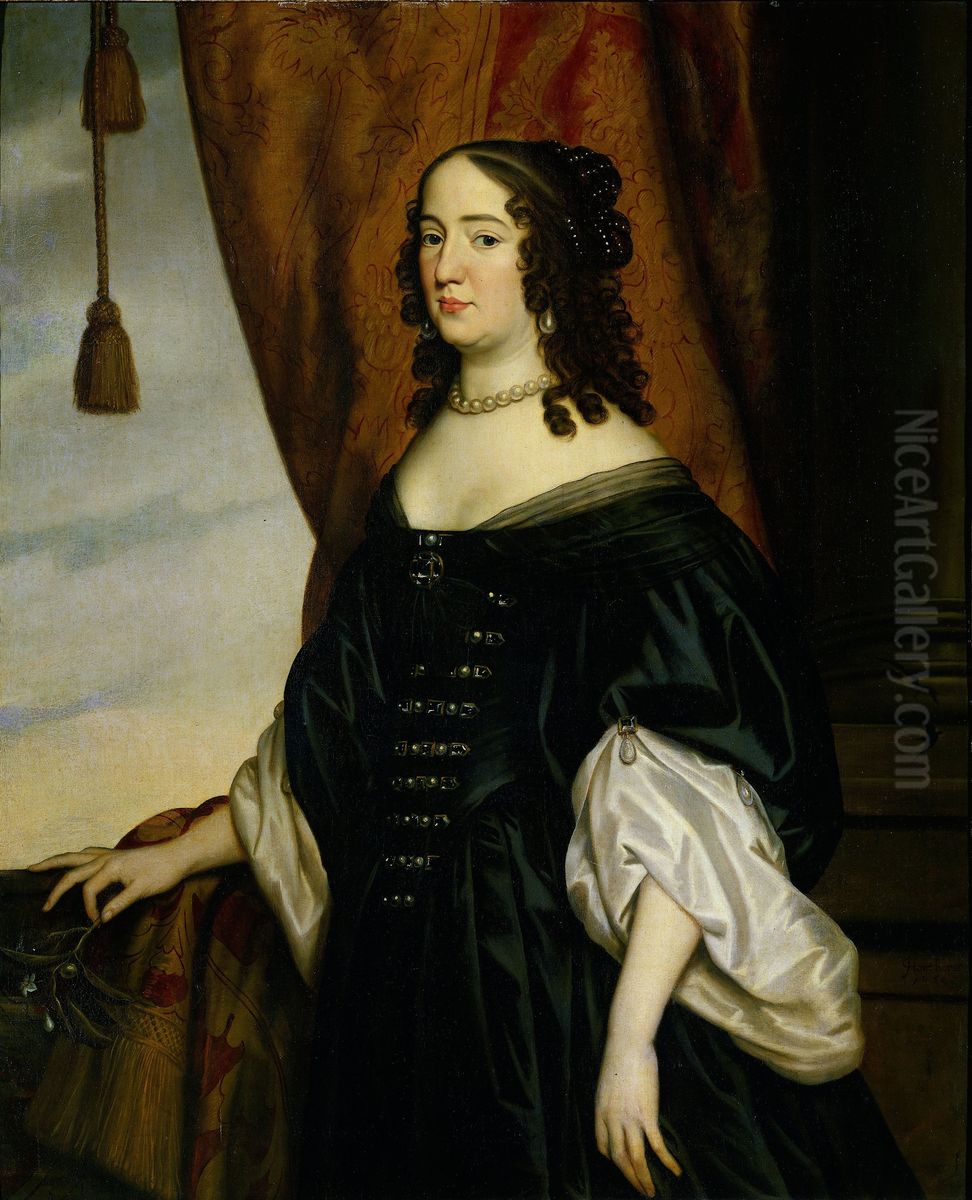 Portrait of Amalia van Solms (1602-75) Oil Painting by Gerard van Honthorst