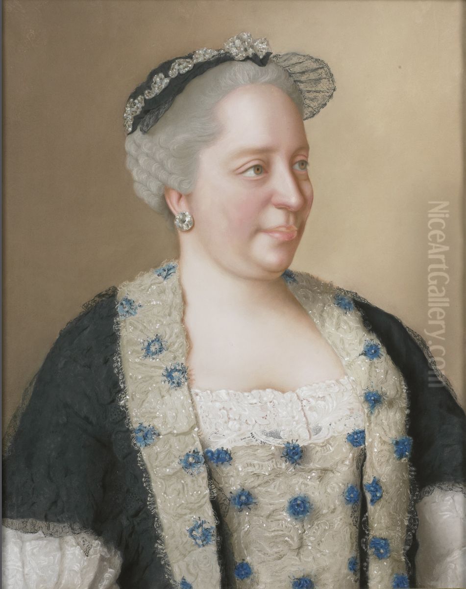 Maria Theresia van Oostenrijk (1717-80), aartshertogin van Oostenrijk, koningin van Hongarije en Bohemen, Rooms-Duits keizerin Oil Painting by Jean-Etienne Liotard