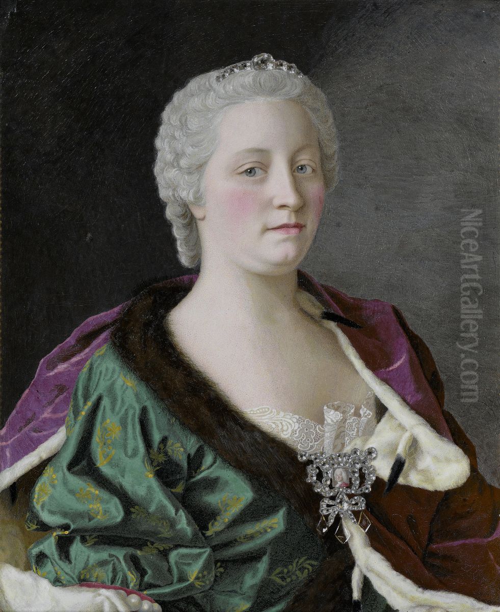 Maria Theresia van Oostenrijk (1717-80), aartshertogin van Oostenrijk, koningin van Hongarije en Bohemen, en Rooms-Duits keizerin Oil Painting by Jean-Etienne Liotard