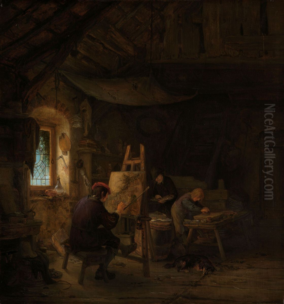 Schildersatelier Oil Painting by Adriaen van Ostade