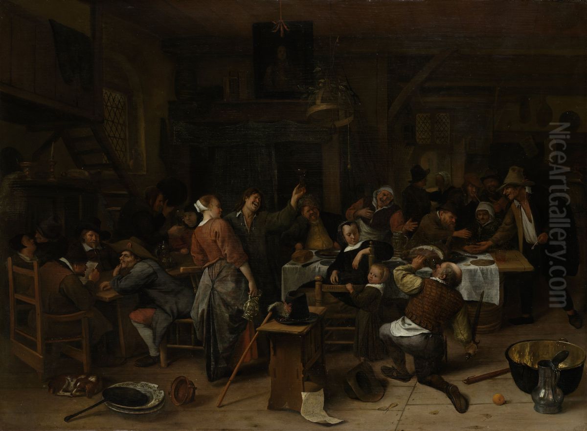 Prince's Day Oil Painting by Jan Steen