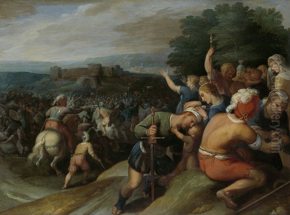 De Bataven sluiten de Romeinen bij Vetera in Oil Painting by Otto van Veen